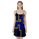 Tron Light Walls Arcade Style Line Yellow Blue Satin Night Slip