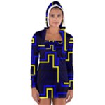 Tron Light Walls Arcade Style Line Yellow Blue Women s Long Sleeve Hooded T-shirt