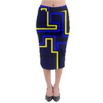 Tron Light Walls Arcade Style Line Yellow Blue Midi Pencil Skirt