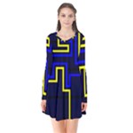 Tron Light Walls Arcade Style Line Yellow Blue Flare Dress