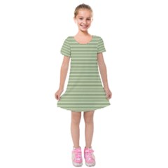 Lines Pattern Kids  Short Sleeve Velvet Dress