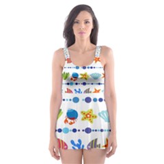 Coral Reef Fish Coral Star Skater Dress Swimsuit by Mariart