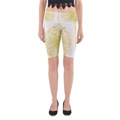 Flower Floral Yellow Yoga Cropped Leggings by Mariart
