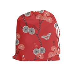 Dandelions Red Butterfly Flower Floral Drawstring Pouches (extra Large) by Mariart