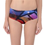 Graphic Shapes Experimental Rainbow Color Mid-Waist Bikini Bottoms