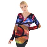 Graphic Shapes Experimental Rainbow Color Women s Tie Up Tee