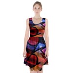 Graphic Shapes Experimental Rainbow Color Racerback Midi Dress