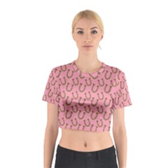 Horse Shoes Iron Pink Brown Cotton Crop Top by Mariart