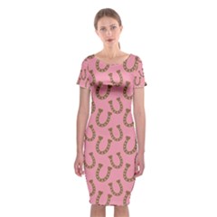 Horse Shoes Iron Pink Brown Classic Short Sleeve Midi Dress by Mariart