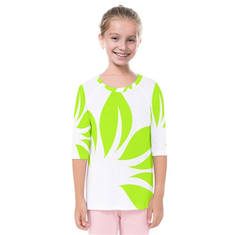 Leaf Green White Kids  Quarter Sleeve Raglan Tee by Mariart