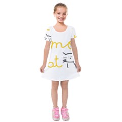 Lemon Animals Cat Orange Kids  Short Sleeve Velvet Dress by Mariart