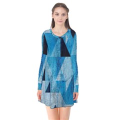 Plane And Solid Geometry Charming Plaid Triangle Blue Black Flare Dress by Mariart