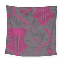 Pink Black Handcuffs Key Iron Love Grey Mask Sexy Square Tapestry (large)