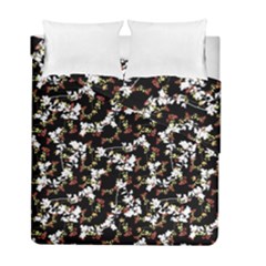 Dark Chinoiserie Floral Collage Pattern Duvet Cover Double Side (full/ Double Size) by dflcprints