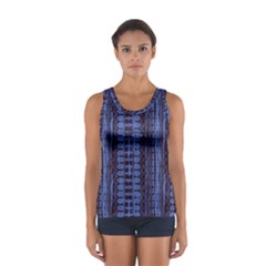 Wrinkly Batik Pattern   Blue Black Women s Sport Tank Top  by EDDArt