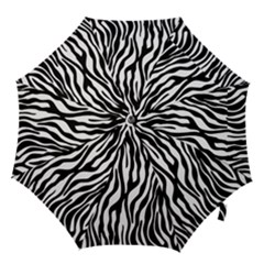 Zebra Stripes Pattern Traditional Colors Black White Hook Handle Umbrellas (small) by EDDArt