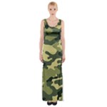 Camouflage Camo Pattern Maxi Thigh Split Dress
