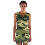 Camouflage Camo Pattern Wrap Front Bodycon Dress