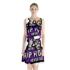 Real Hip Hop Never Die Sleeveless Waist Tie Chiffon Dress