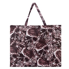 Skull Pattern Zipper Large Tote Bag by ValentinaDesign