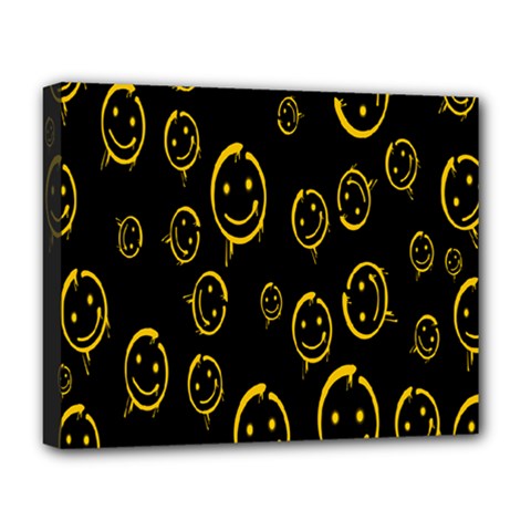 Face Smile Bored Mask Yellow Black Deluxe Canvas 20  X 16   by Mariart