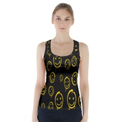 Face Smile Bored Mask Yellow Black Racer Back Sports Top by Mariart