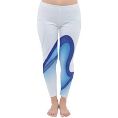 Glittering Abstract Lines Blue Wave Chefron Classic Winter Leggings by Mariart