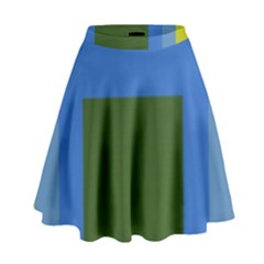 Plaid Green Blue Yellow High Waist Skirt by Mariart