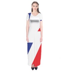 Three Colors Blue White Line Star Short Sleeve Maxi Dress by Mariart