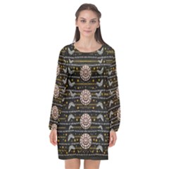 Pearls And Hearts Of Love In Harmony Long Sleeve Chiffon Shift Dress  by pepitasart
