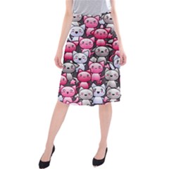 Cute Doodle Wallpaper Cute Kawaii Doodle Cats Midi Beach Skirt