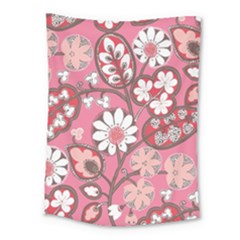 Pink Flower Pattern Medium Tapestry by Nexatart