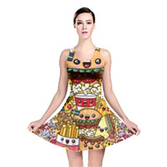 Cute Food Wallpaper Picture Reversible Skater Dress by Nexatart