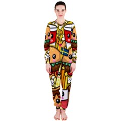 Cute Food Wallpaper Picture Onepiece Jumpsuit (ladies)  by Nexatart