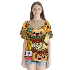 Cute Food Wallpaper Picture Flutter Sleeve Top by Nexatart