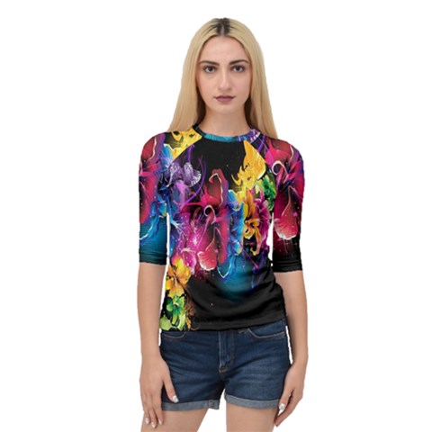 Abstract Patterns Lines Colors Flowers Floral Butterfly Quarter Sleeve Tee by Mariart