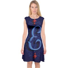 Marquis Love Dope Lettering Blue Red Alphabet E Capsleeve Midi Dress by Mariart