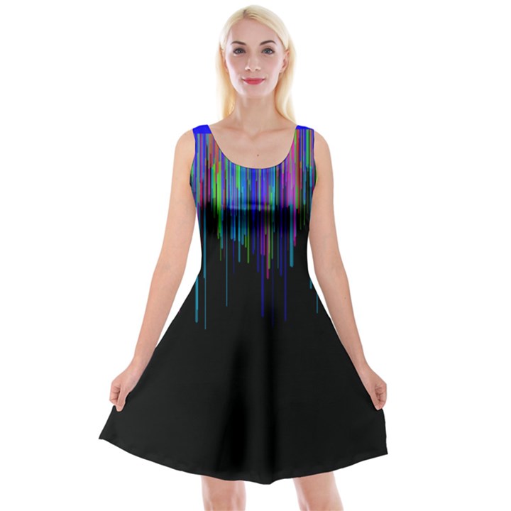 Rain Color Paint Rainbow Reversible Velvet Sleeveless Dress