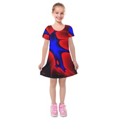 Space Red Blue Black Line Light Kids  Short Sleeve Velvet Dress by Mariart