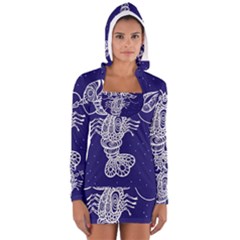 Cancer Zodiac Star Women s Long Sleeve Hooded T-shirt by Mariart