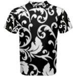 Black And White Floral Patterns Men s Cotton Tee