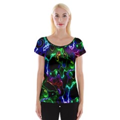 Saga Colors Rainbow Stone Blue Green Red Purple Space Women s Cap Sleeve Top by Mariart