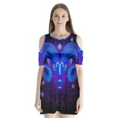 Sign Aries Zodiac Shoulder Cutout Velvet  One Piece by Mariart