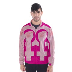 Women Safety Feminist Nail Strong Pink Circle Polka Wind Breaker (men) by Mariart