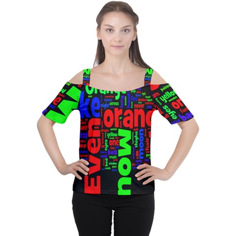 Writing Color Rainbow Women s Cutout Shoulder Tee by Mariart