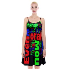 Writing Color Rainbow Spaghetti Strap Velvet Dress by Mariart