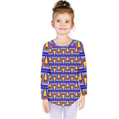 Seamless Prismatic Pythagorean Pattern Kids  Long Sleeve Tee