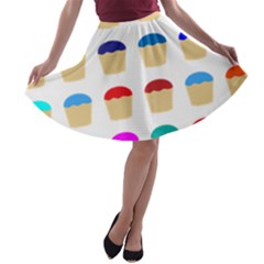 Colorful Cupcakes Pattern A-line Skater Skirt