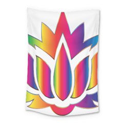 Rainbow Lotus Flower Silhouette Small Tapestry by Nexatart