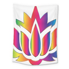 Rainbow Lotus Flower Silhouette Medium Tapestry by Nexatart